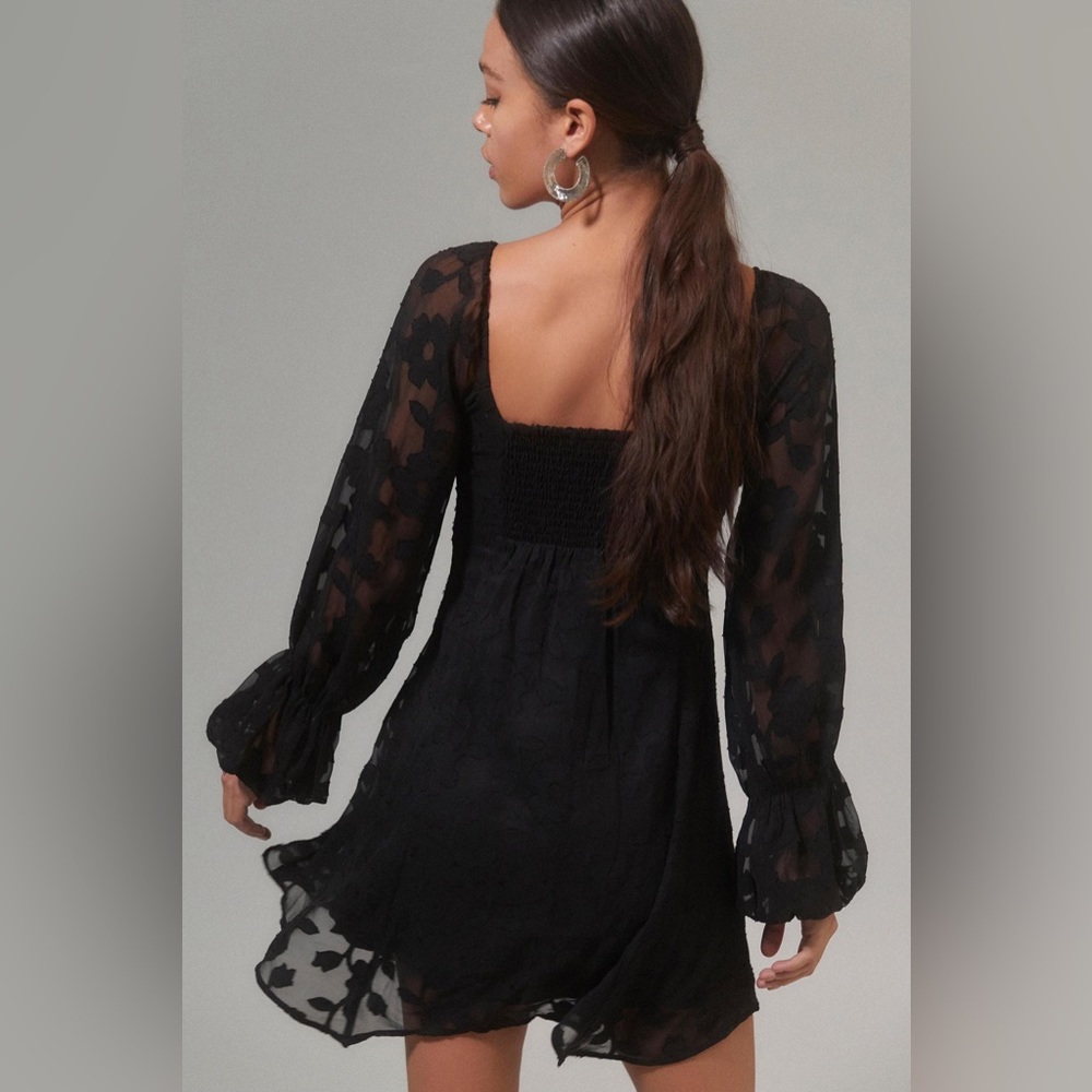 Urban Outfitters Wisteria Black Jacquard Mini Dress NWT! - Picture 6 of 7